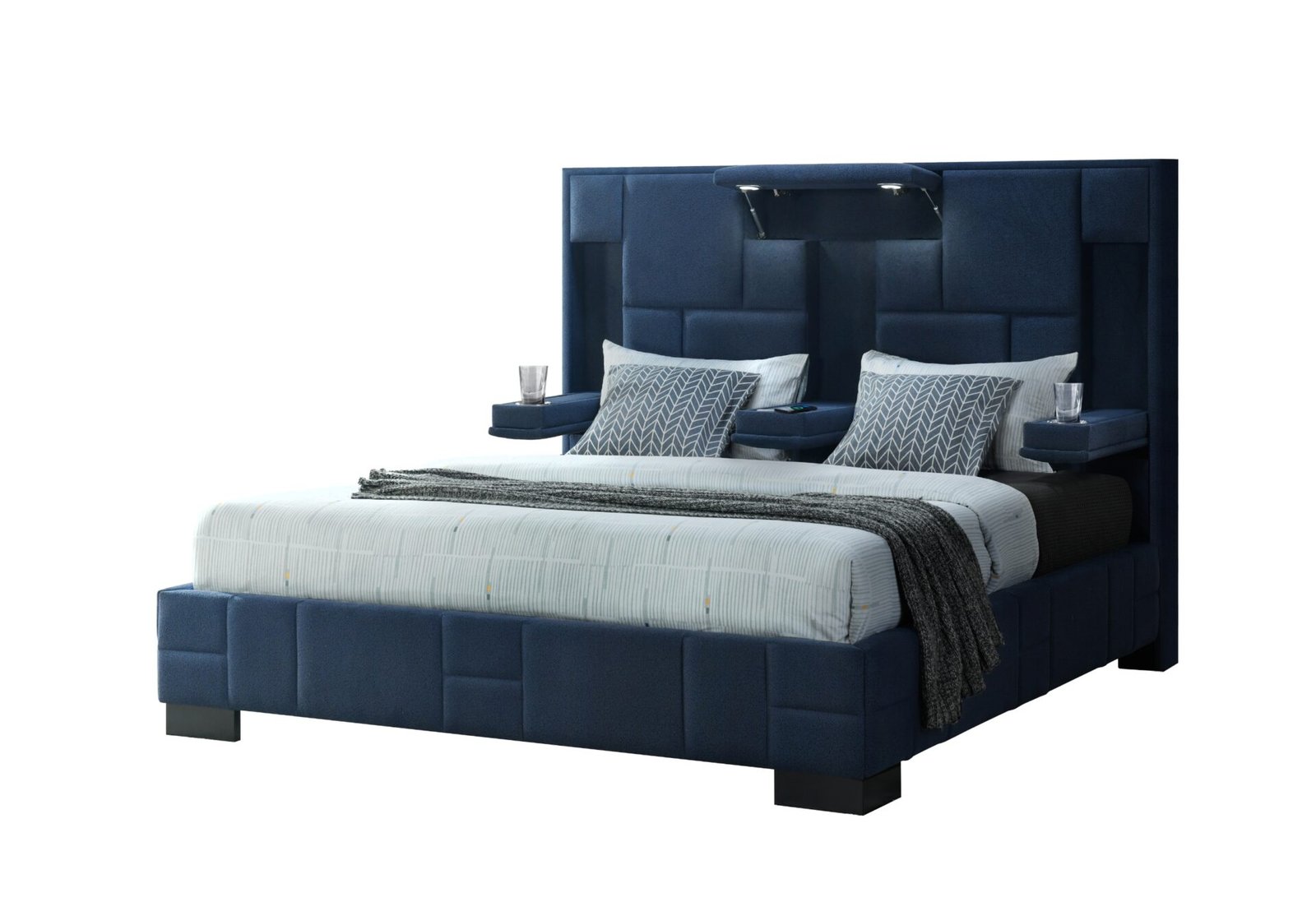 OSCAR-NAVY-BLUE-KB-ANGLE.jpg OSCAR NAVY BLUE KING BED NO WOOD TRIM - Image 3