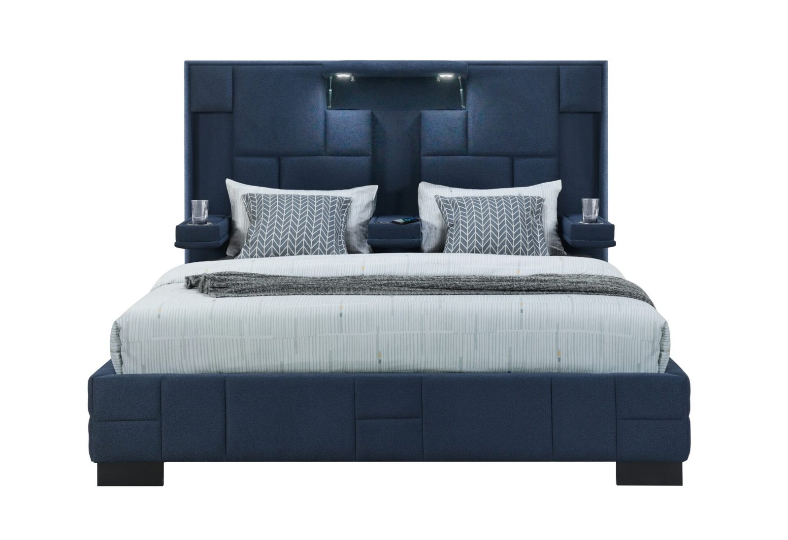 OSCAR-NAVY-BLUE-KB-FRONT.jpg OSCAR NAVY BLUE KING BED NO WOOD TRIM - Image 2