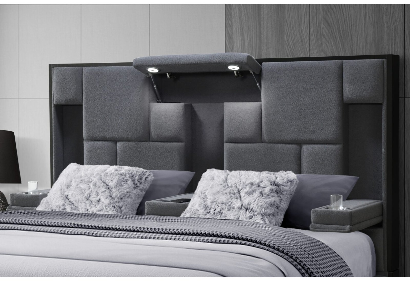 OSCAR DARK GREY 8 KING BED NO WOOD TRIM - Image 2
