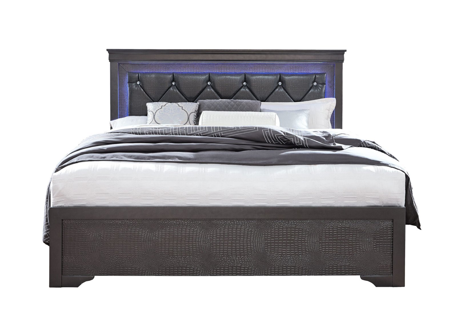 POMPEI METALLIC GREY FULL BED WITH LED