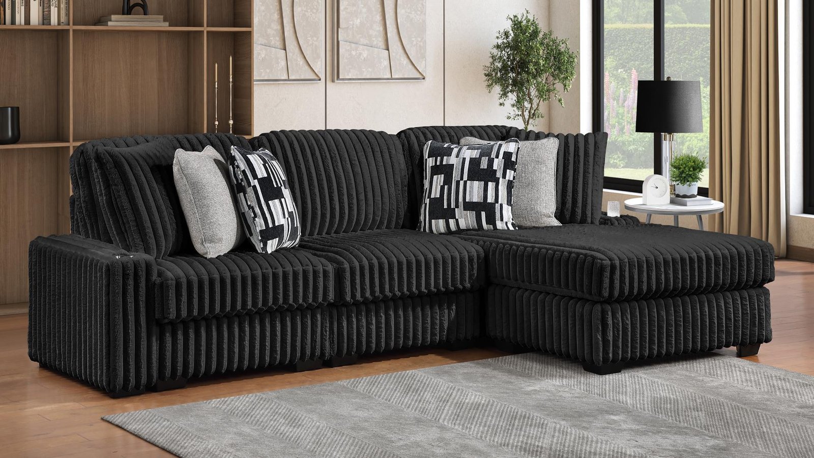 PUFFY SECTIONAL IN BLACK
