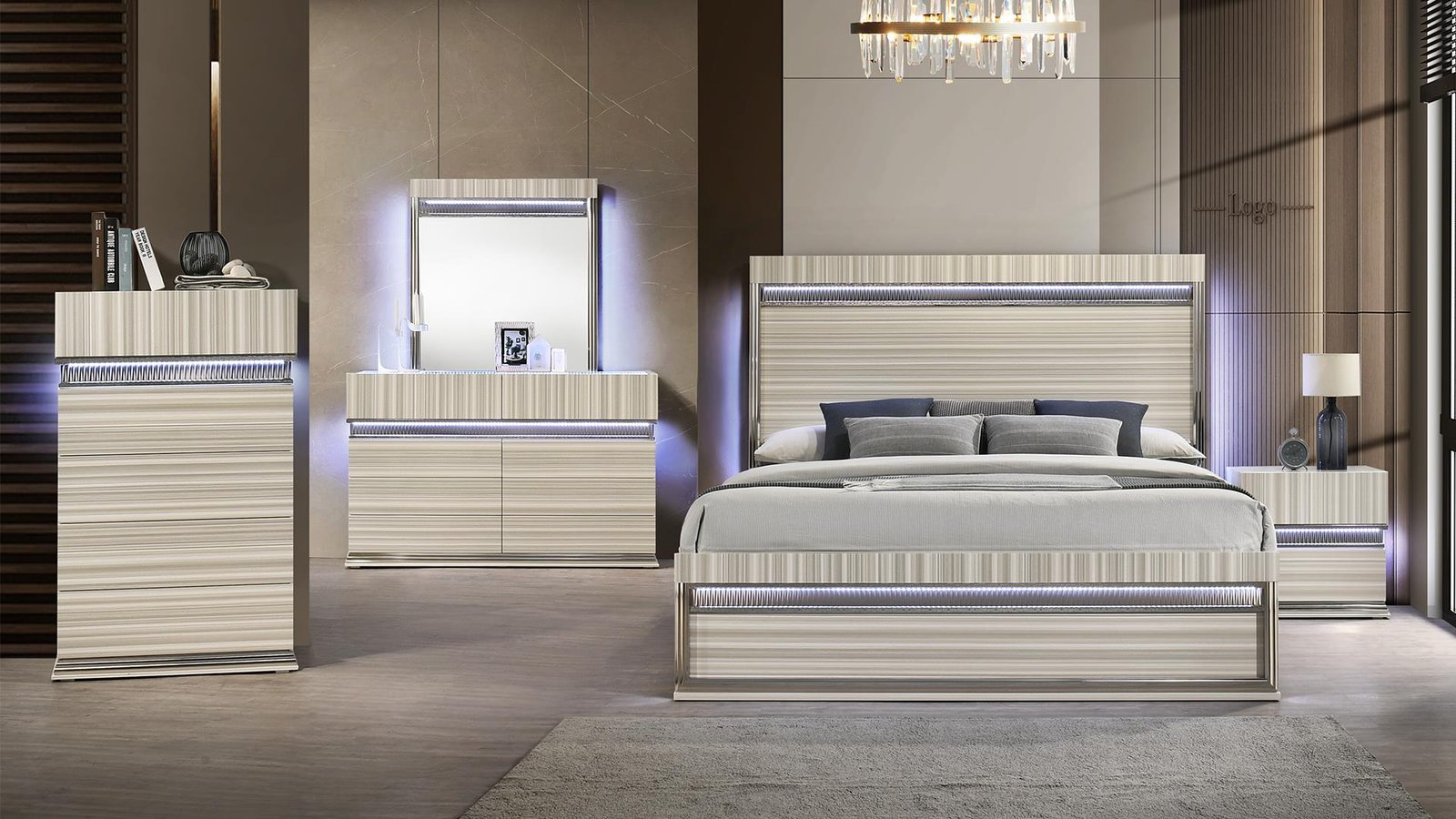 LEONOR KING 5PC BEDROOM SET IN GRAY