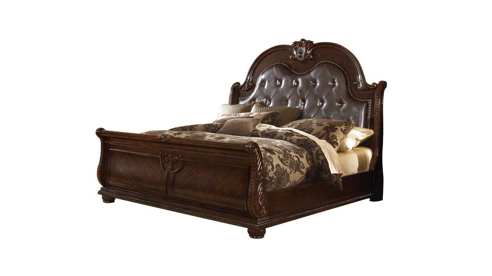 ROMA QUEEN BED DARK WALNUT