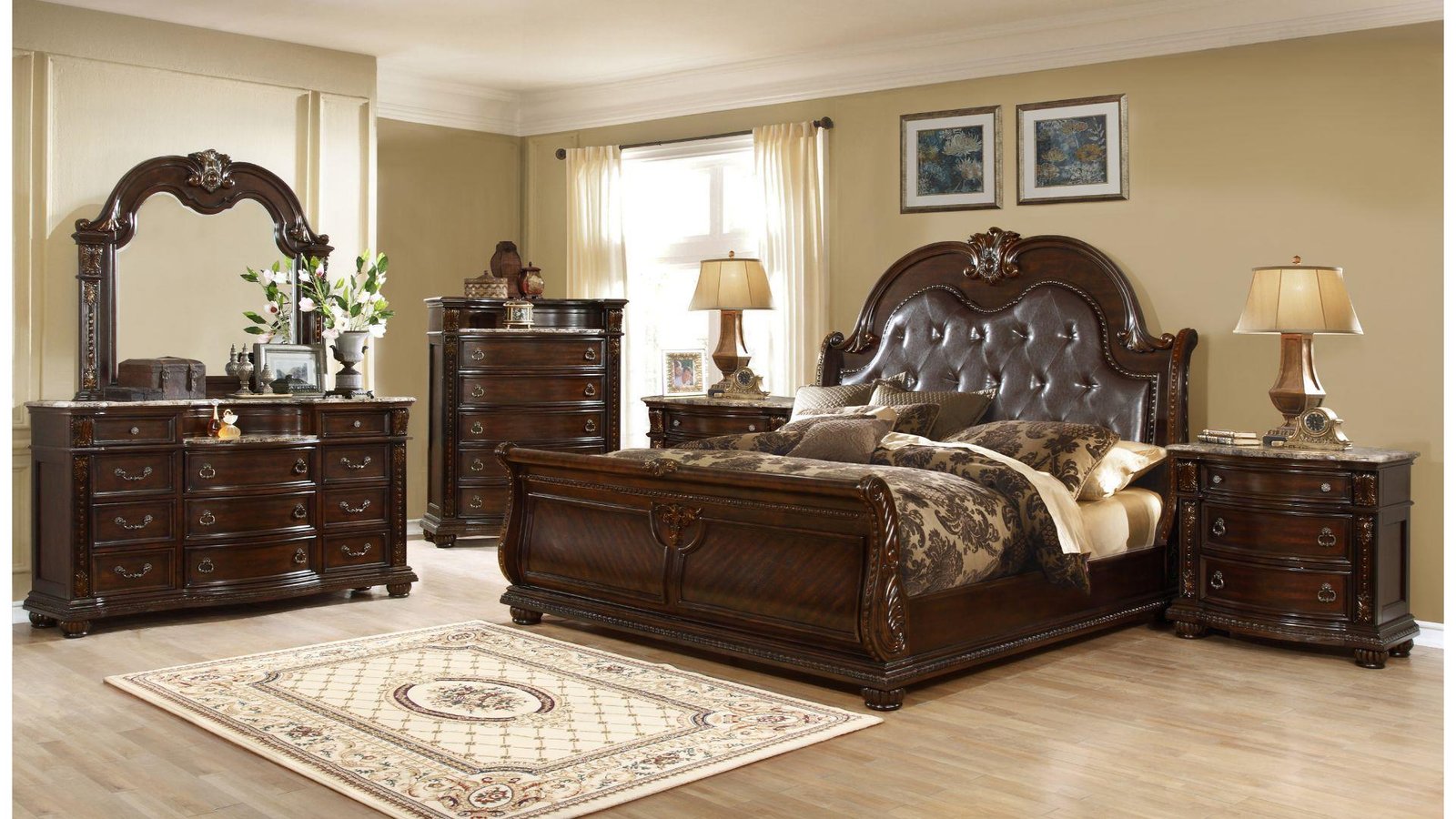 ROMA QUEEN 4 PC BEDROOM SET IN WALNUT - Image 3