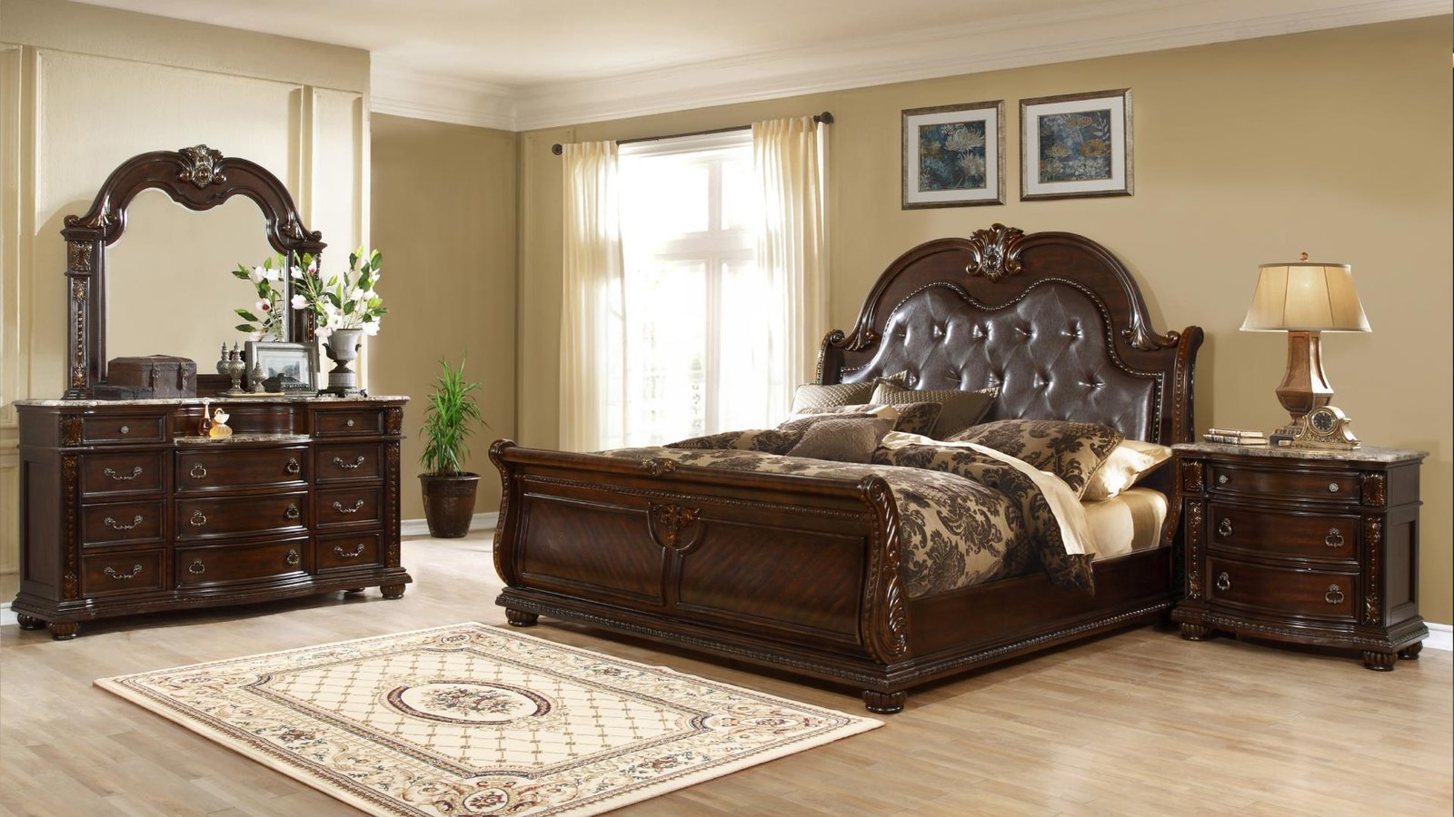 ROMA QUEEN 4 PC BEDROOM SET IN WALNUT - Image 2