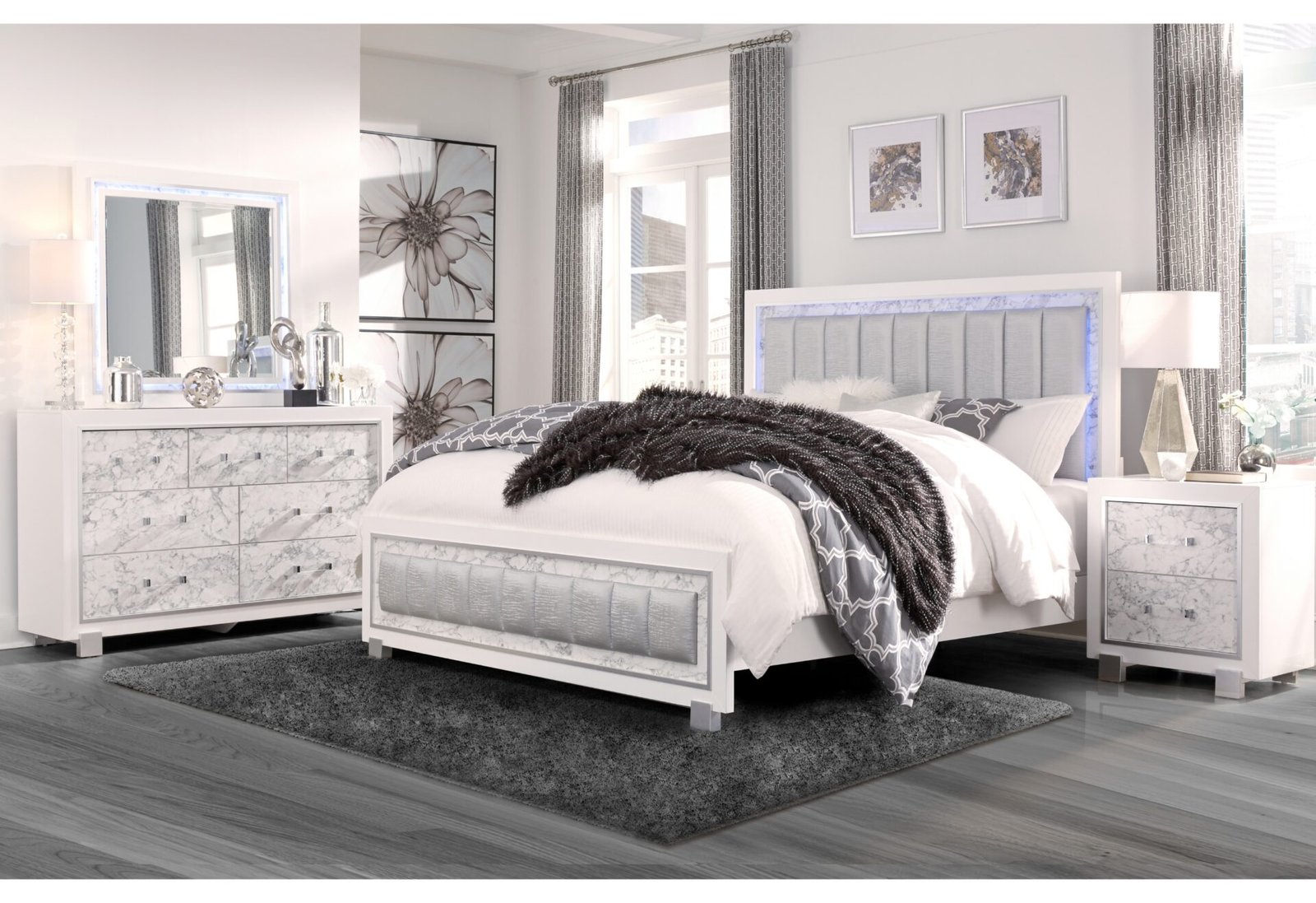 SANTORINI WHITE QUEEN BED GROUP