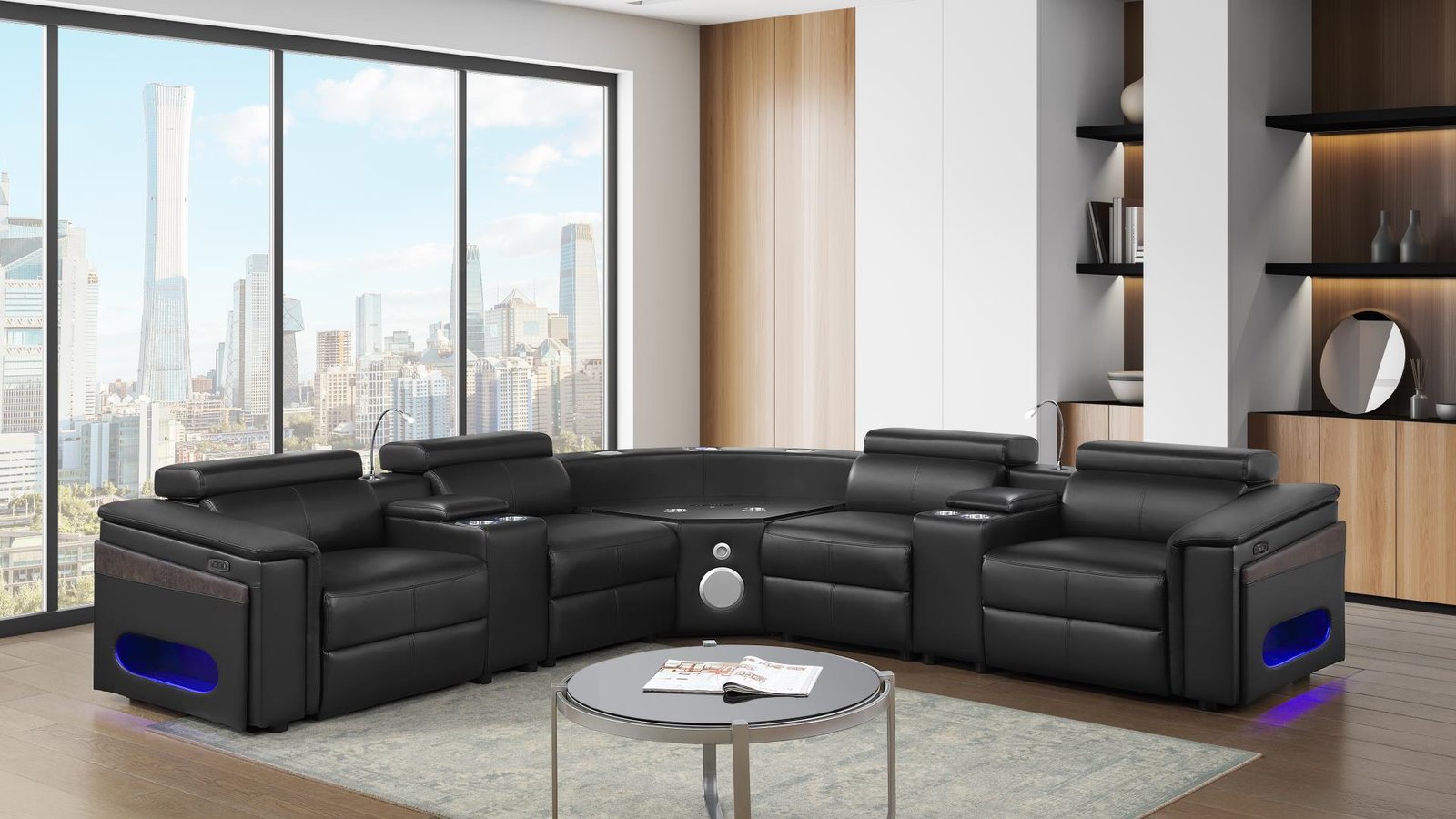 NOVA SECTIONAL WITH 1 CONSOLE (READING LIGHT) – BLACK
