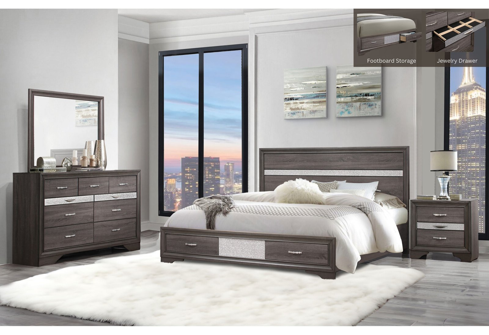SEVILLE GREY FULL BED GROUP