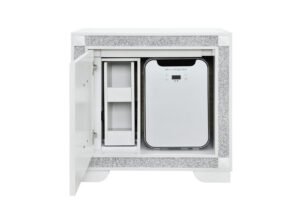 SOLEIL WHITE NIGHTSTAND WITH COOLER AND SPEAKER