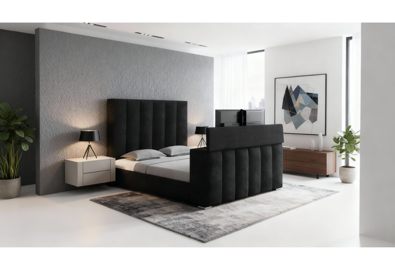 SERENITY ONYX KING BED WITH SPEAKER, TV LIFT AND FIREPLACE