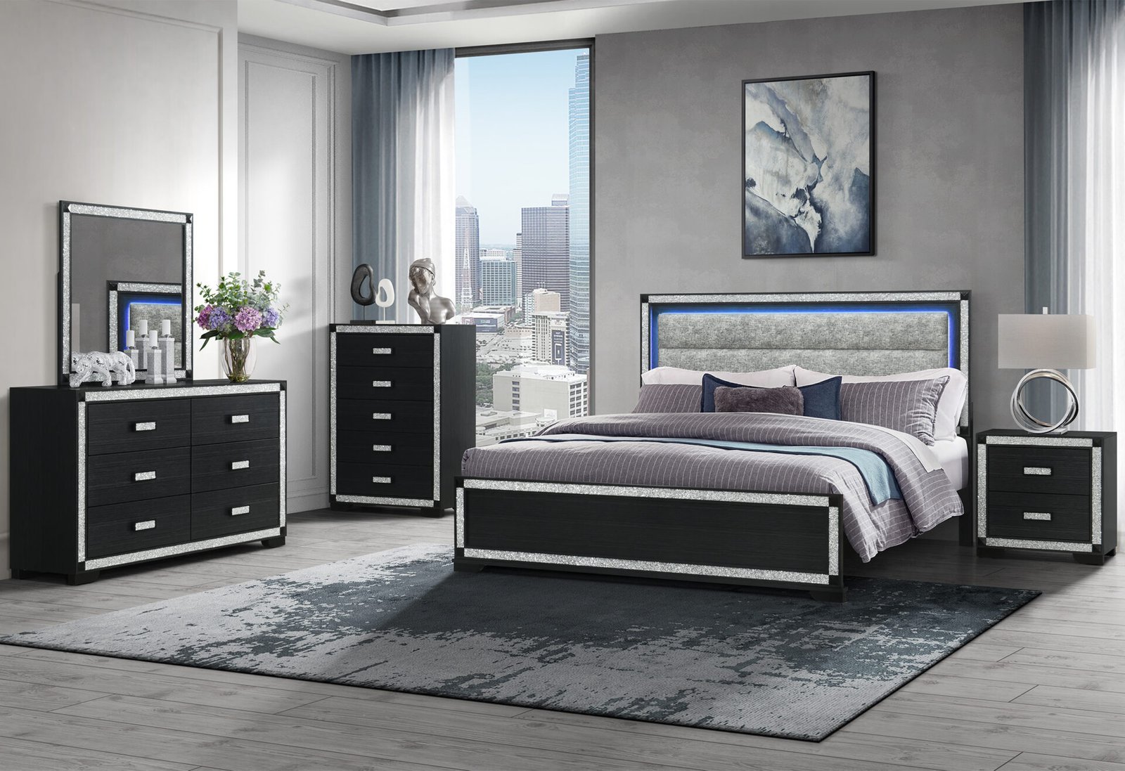 SOLEIL CHARCOAL KING BED GROUP