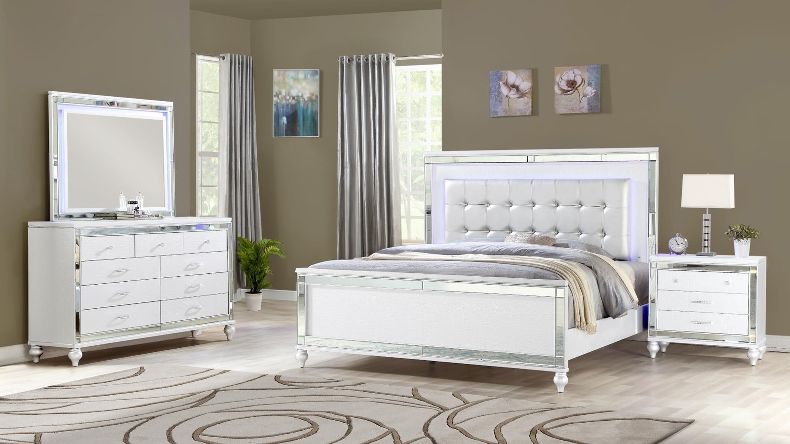 STERLING FULL 4 PC BEDROOM SET IN WHITE