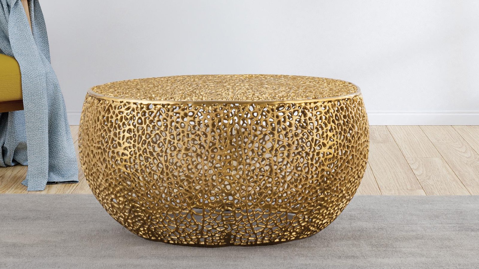 T3502-32 ROUND COFFEE TABLE GOLD