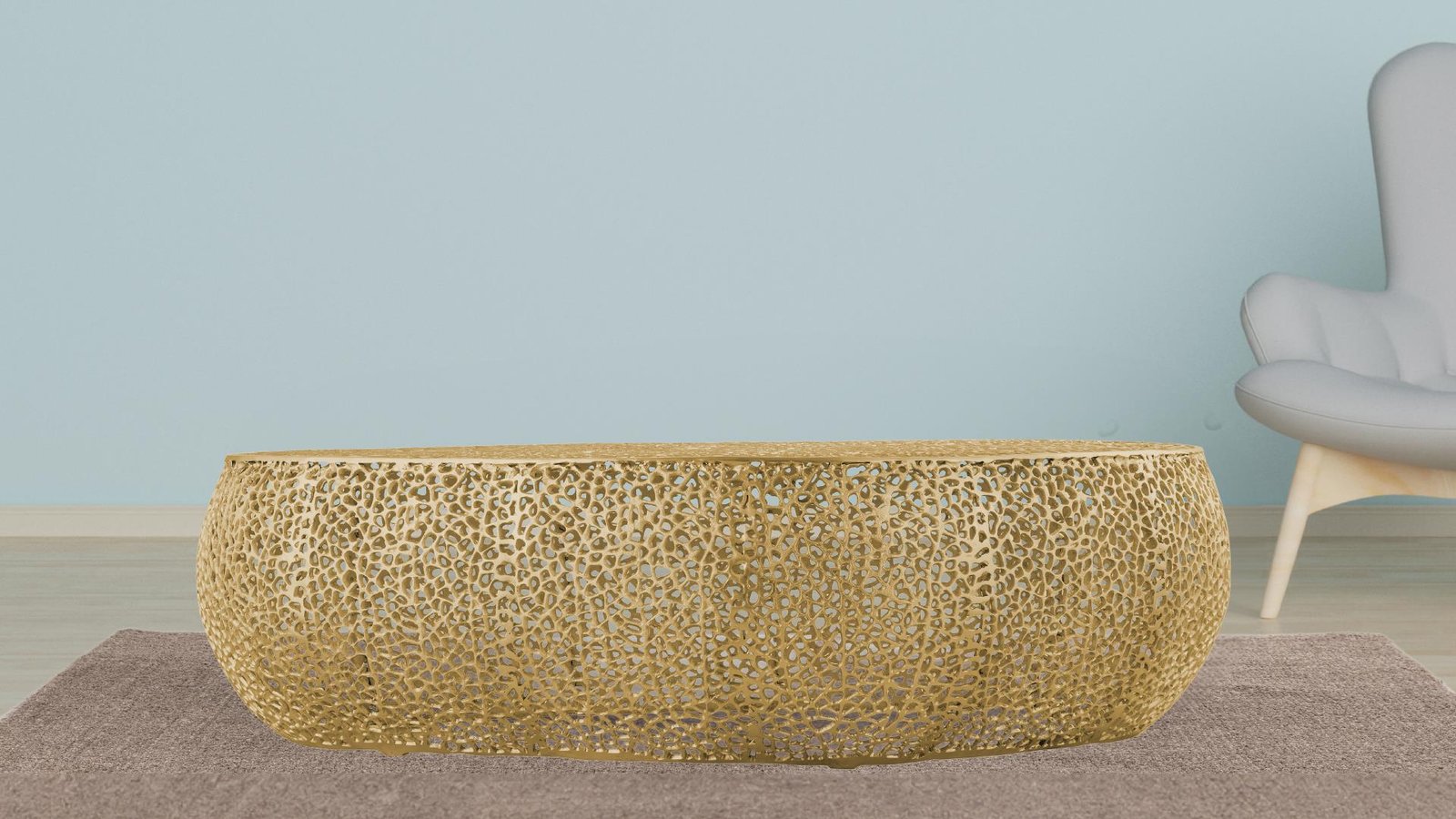T3601-50 OVAL COFFEE TABLE GOLD