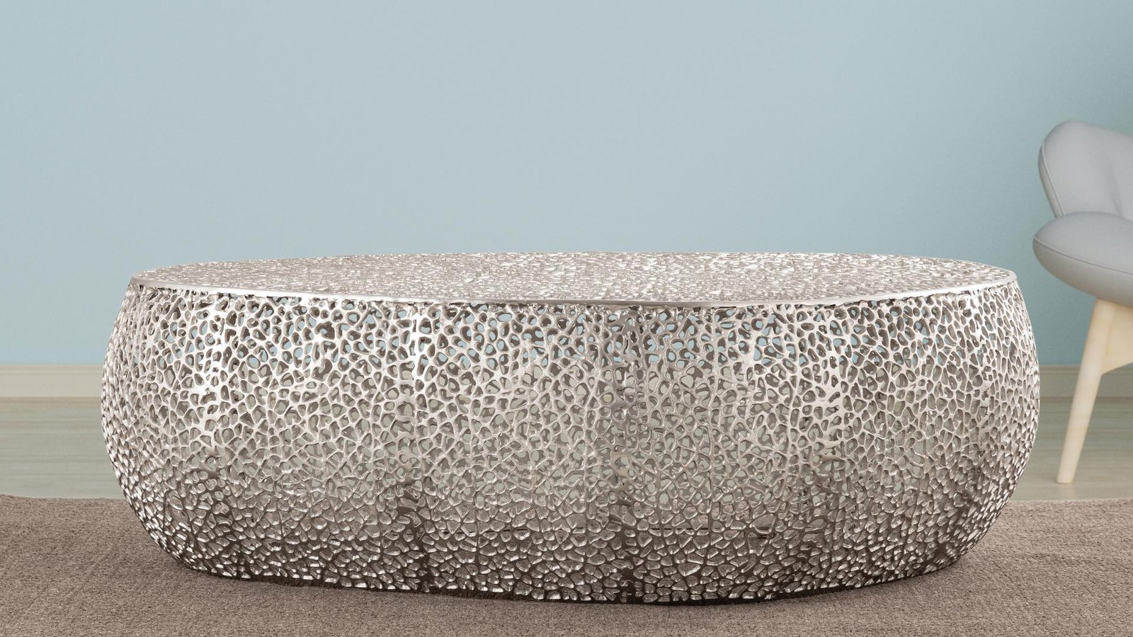 T3601-50 OVAL COFFEE TABLE SILVER