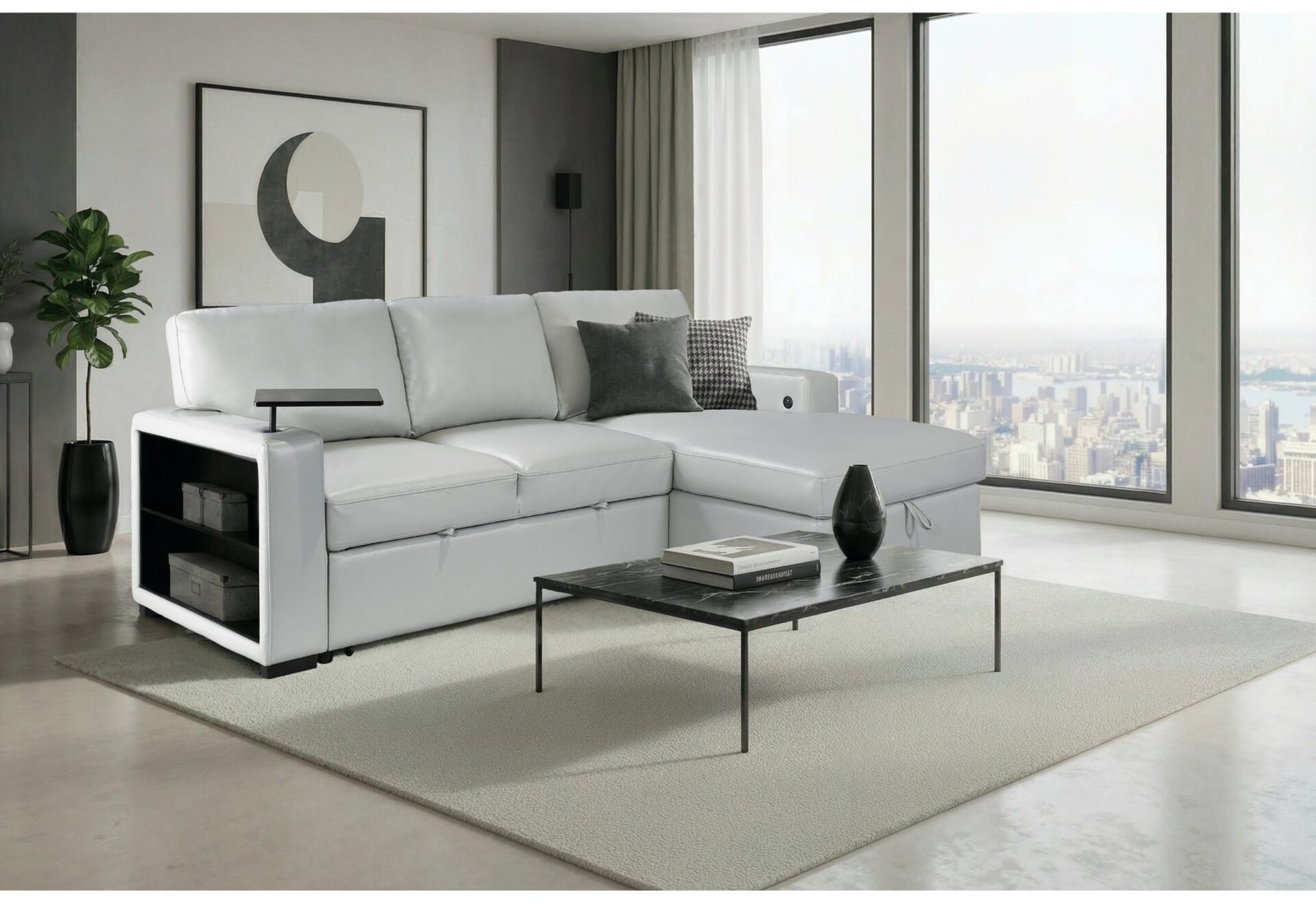 U0212 BLANCHE SILVER PULL OUT SOFA BED