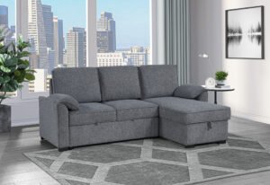 U0808 DARK GREY REVERSIBLE SOFA BED
