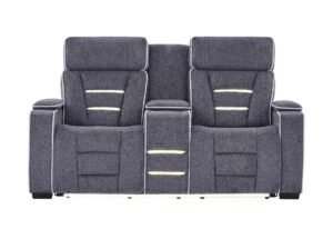 U1895 GREY P2 CONSOLE RECLINING LOVESEAT WITH IS AND LED