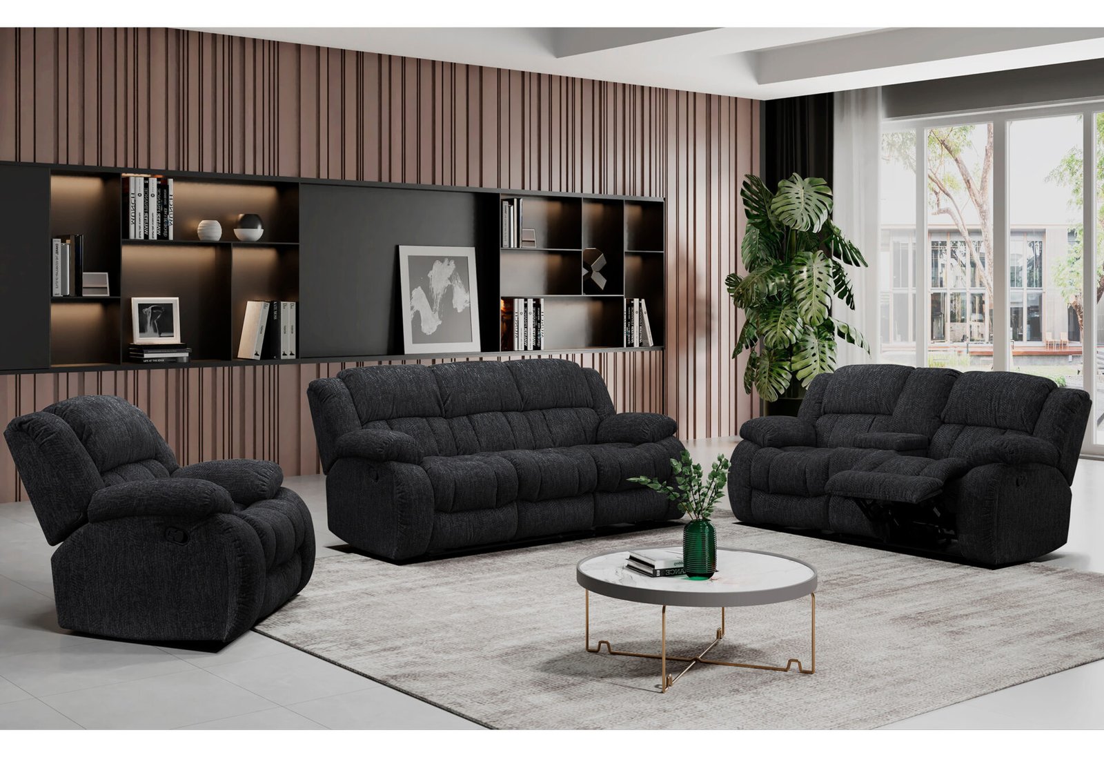 U250 EBONY RECLINING SOFA/CONSOLE RECLINING LOVESEAT/GLIDER RECLINER