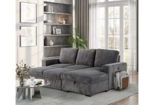 U2660 GREY L SOFA BED SECTIONAL WITH PULLOUT
