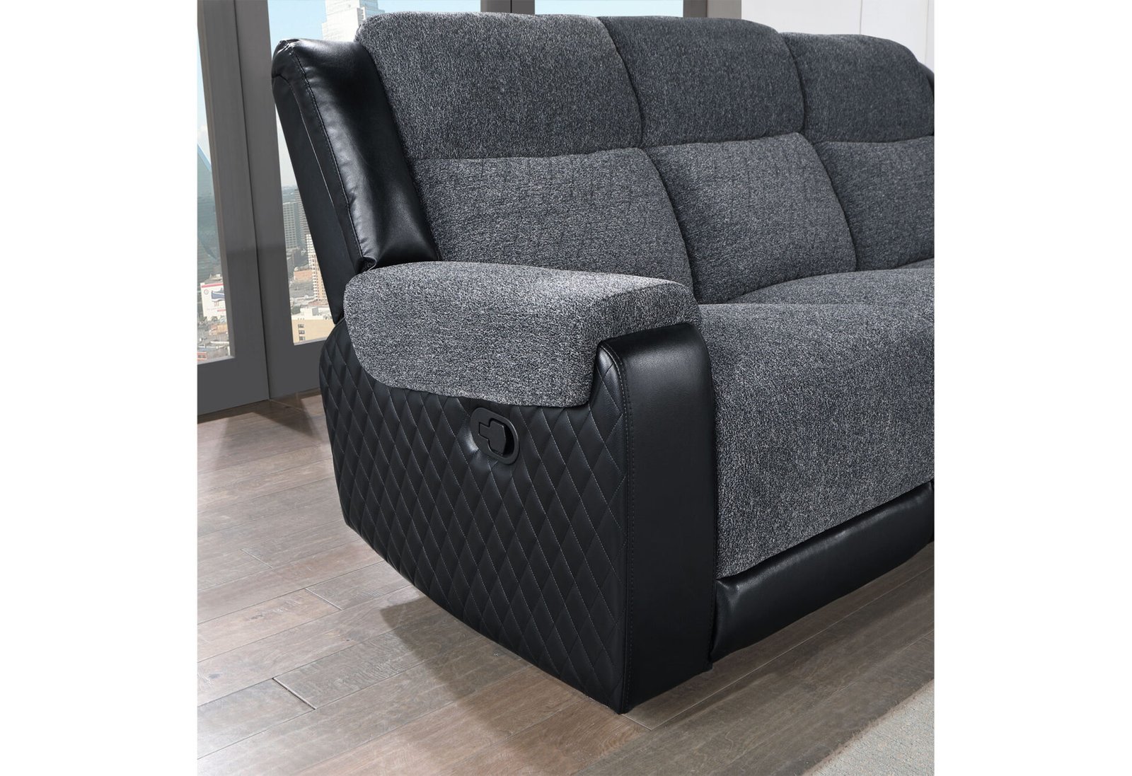 U5914 GREY/BLACK CONSOLE RECLINING LOVESEAT - Image 2
