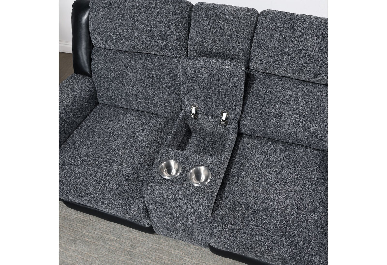 U5914 GREY/BLACK RECLINING SOFA/CONSOLE RECLINING LOVESEAT - Image 2