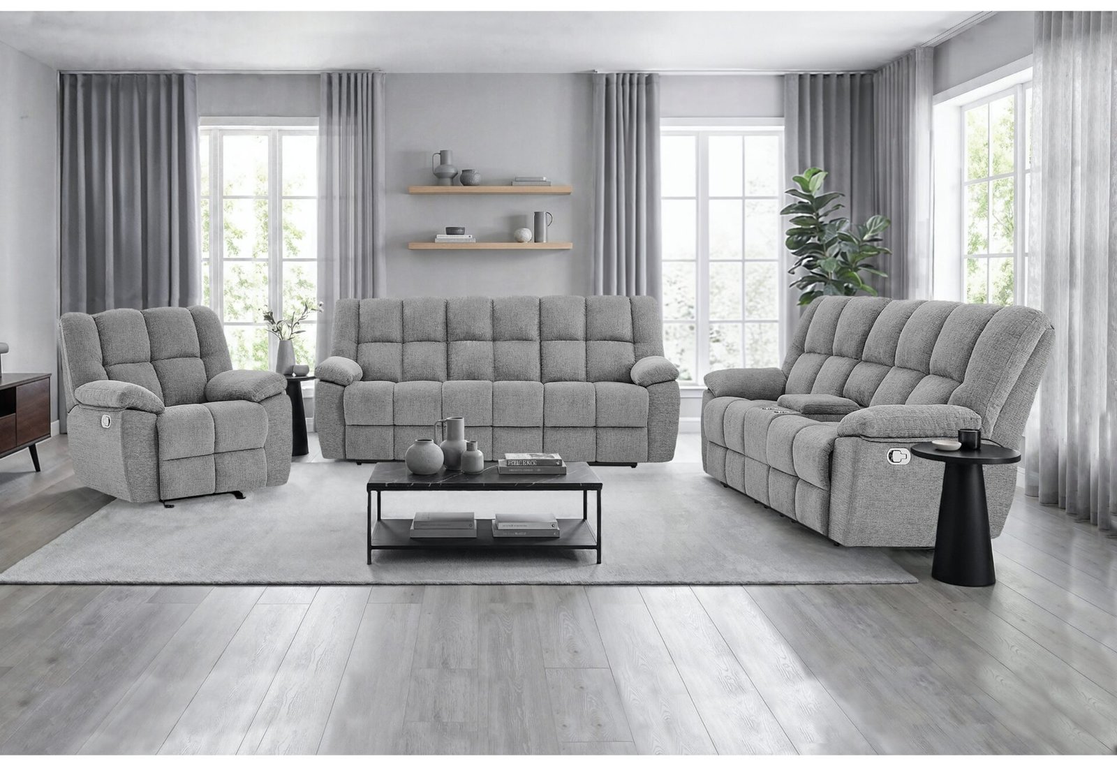 U6000 SMOKE RECLINING SOFA/CONSOLE RECLINING LOVESEAT/GLIDER RECLINER