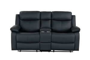 U6026 BLACK PU 72A CONSOLE RECLINING LOVESEAT WITH LED AND SPEAKER