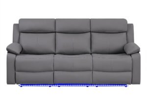 U6026 GREY PU 46A RECLINING SOFA WITH LED