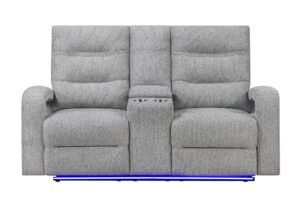 U6611 GREY 15 POWER CONSOLE RECLINING LOVESEAT WITH LED