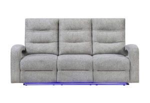 U6611 GREY 15 POWER RECLINING SOFA WITH LED