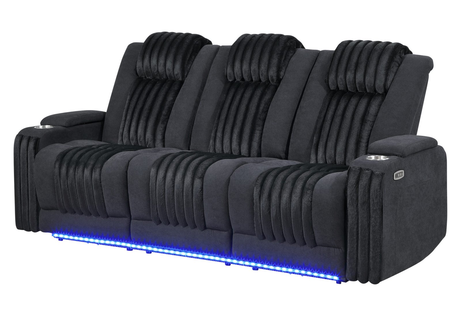 U8000 BLACK PWR REC SOFA W/PHR, DDT, READING LIGHT & LED LIGHT - Image 2