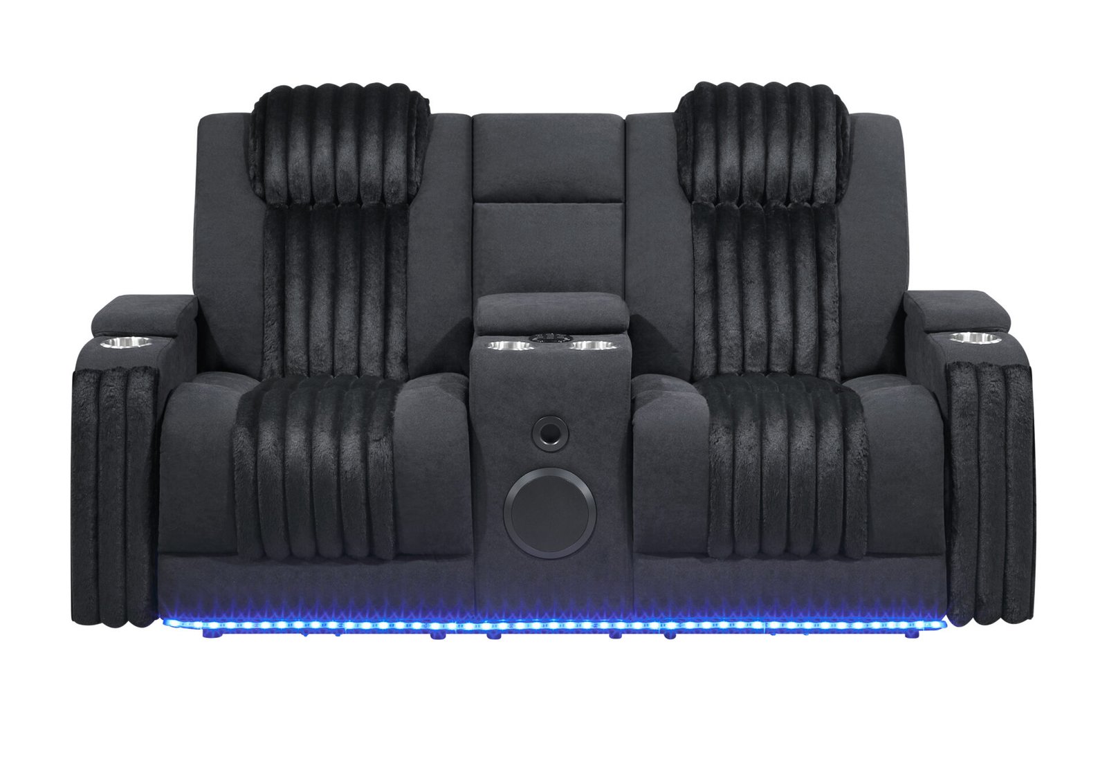 U8000 BLACK PWR CONSOLE REC LOVESEAT W/PHR, LED AND SPEAKER