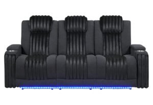 U8000 BLACK PWR REC SOFA W/PHR, DDT, READING LIGHT & LED LIGHT