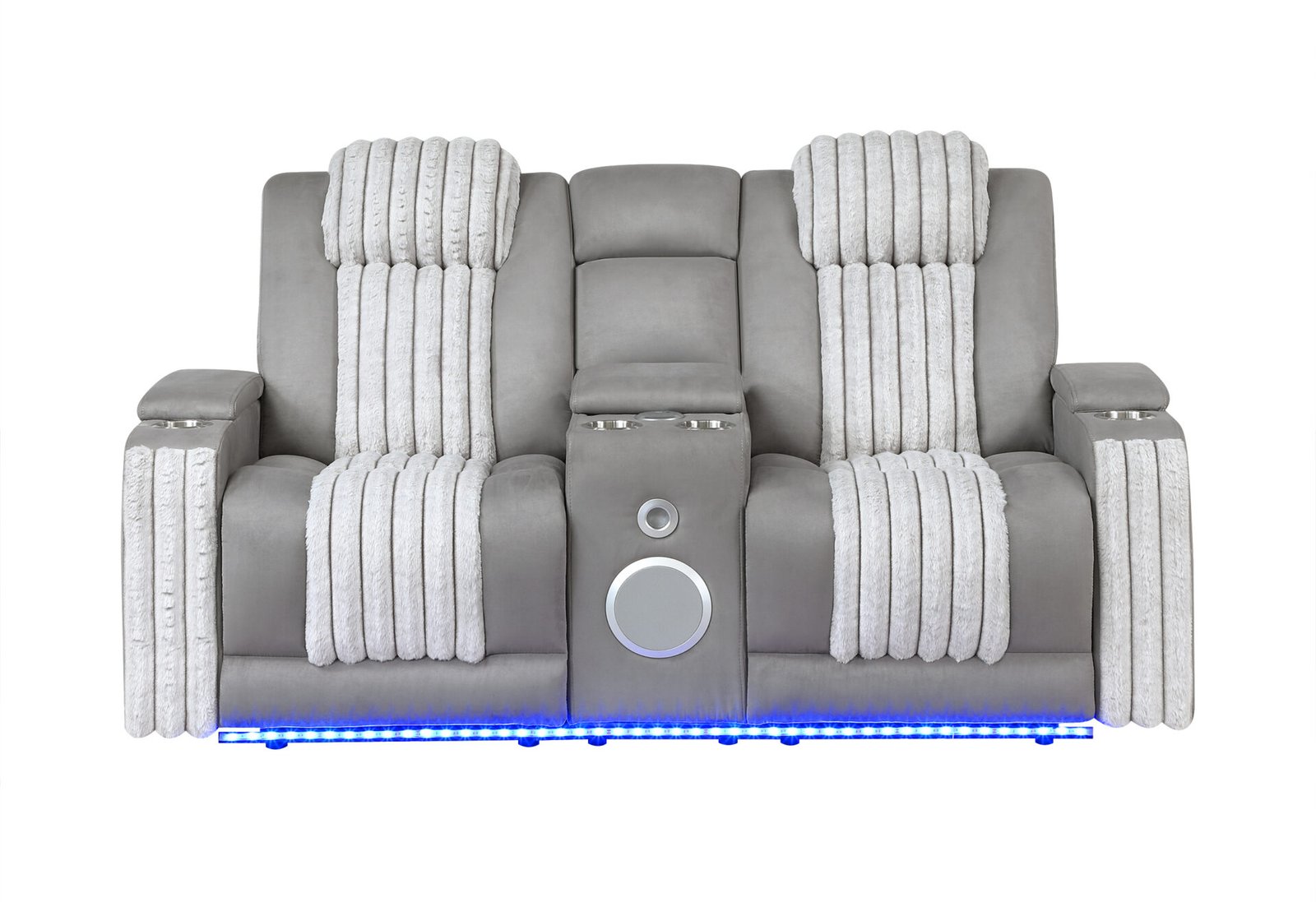 U8000 GREY PWR CONSOLE REC LOVESEAT W/PHR, LED AND SPEAKER
