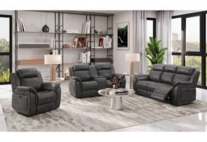 U8517 GREY RECLINING SOFA/CONSOLE RECLINING LOVESEAT/GLIDER RECLINER