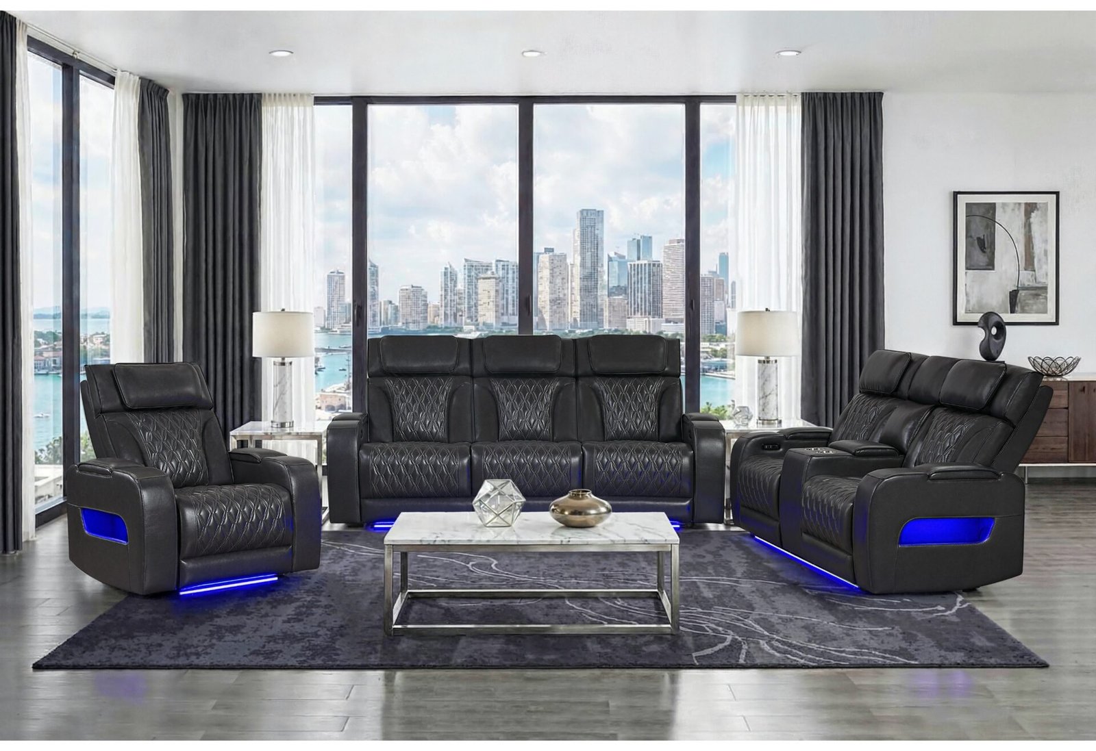 U8611 BLANCHE CHARCOAL P2 PWR REC SOFA/PWR CON REC LOVESEAT/PWR REC