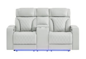 U8611 BLANCHE SILVER PWR CON REC LOVESEAT WITH PHR, LED & SPEAKER