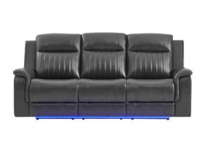 U8879 BLANCHE CHARCOAL PWR REC SOFA W/LED & GLOBAL SURROUND SYSTEM