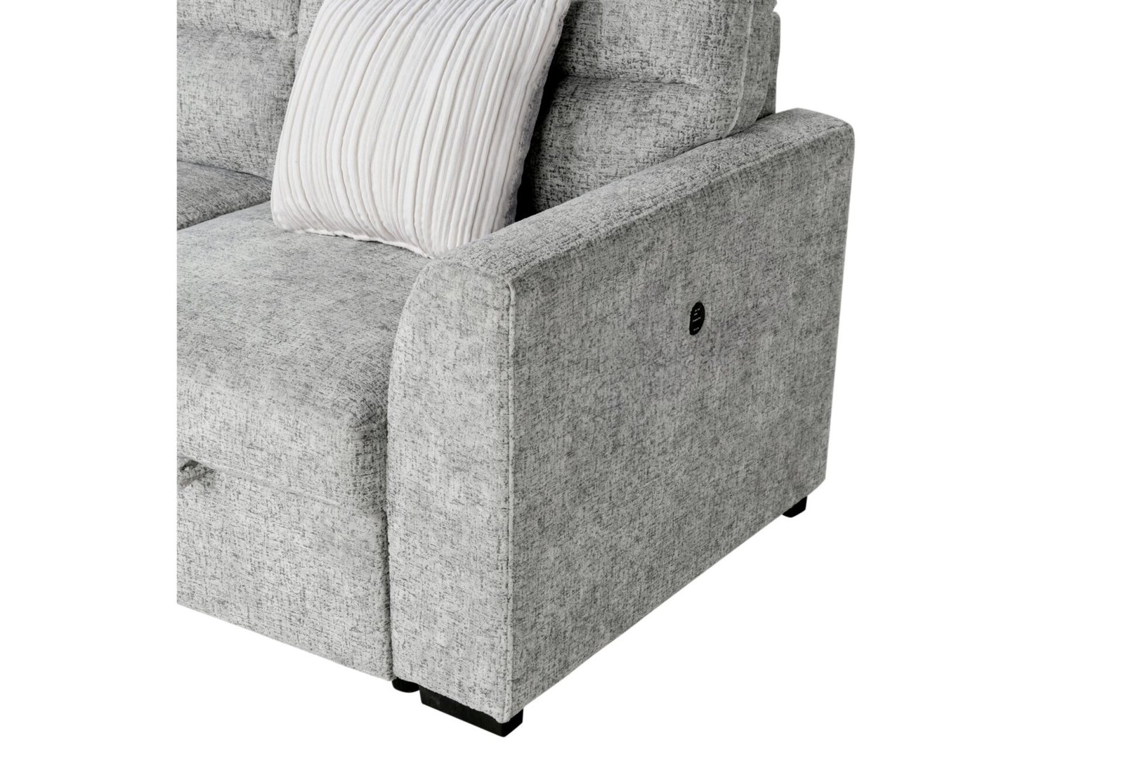 U9401 NICKEL SOFA BED SECTIONAL WITH 3 PILLOWS AND OTTOMAN - Image 4