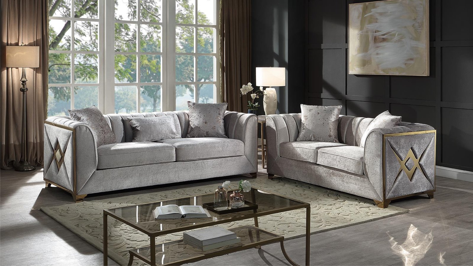 VELENCIA 2 PC Living Room Sets IN CREAM