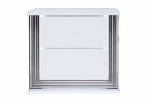 YLIME SMOOTH WHITE NIGHTSTAND WITH LED