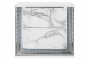 YLIME WHITE MARBLE NIGHTSTAND WITH LED