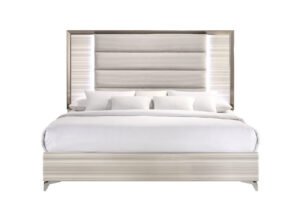 ZAMBRANO WHITE KING BED WITH LED