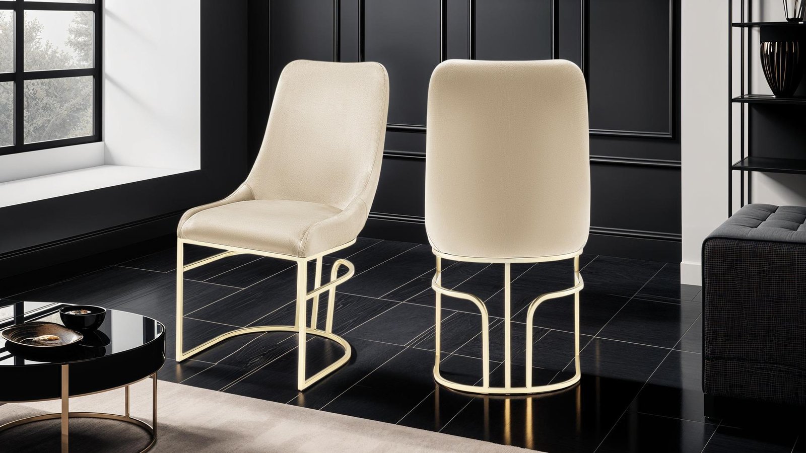 EMRALD GOLD LEGS BEIGE – 2 CHAIRS PER BOX