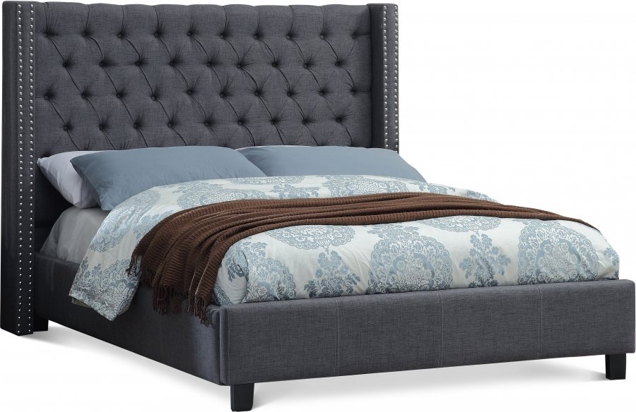 Ashton Linen Textured Fabric Upholstered Bed