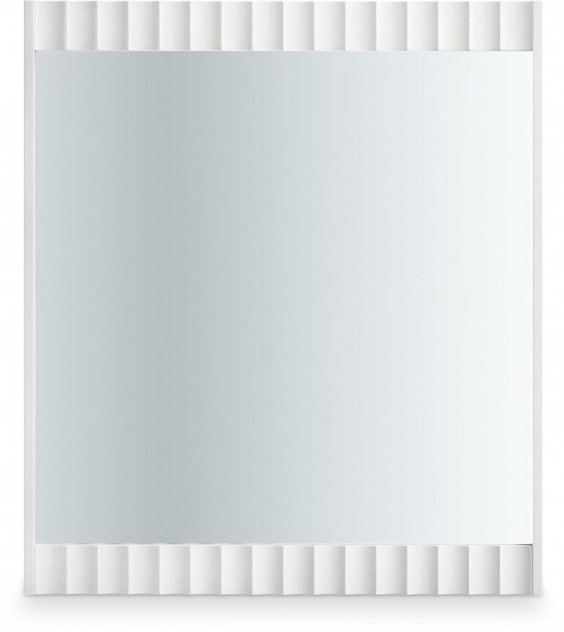 Modernist Wood Veneer And Stainless Steel Base Mirror