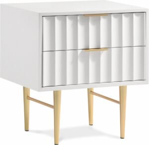 Modernist Wood Veneer And Stainless Steel Base Nightstand