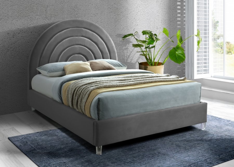 Rainbow Velvet Upholstered Bed - Image 2