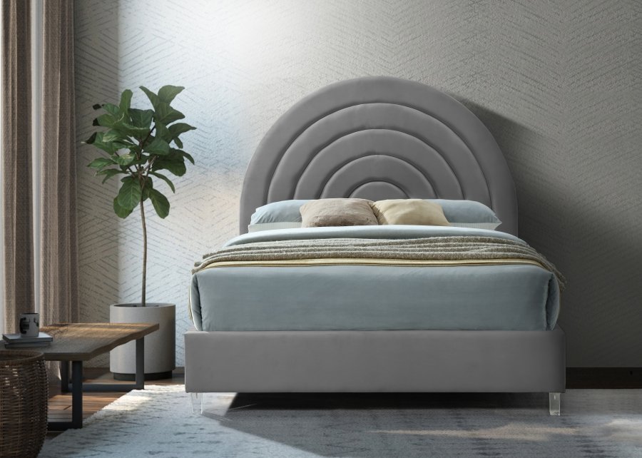Rainbow Velvet Upholstered Bed - Image 4